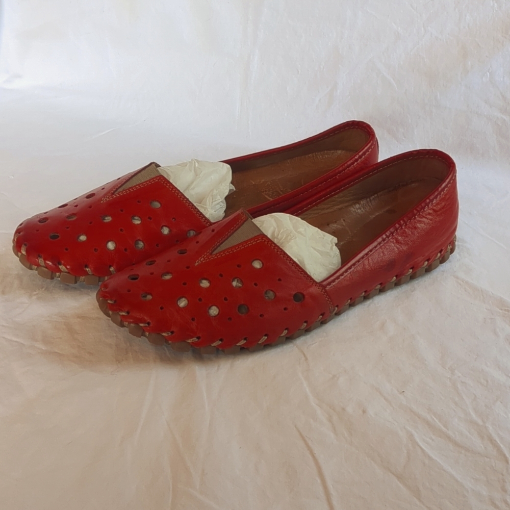 Volks Walkers Shoes Flats Red Leather 38